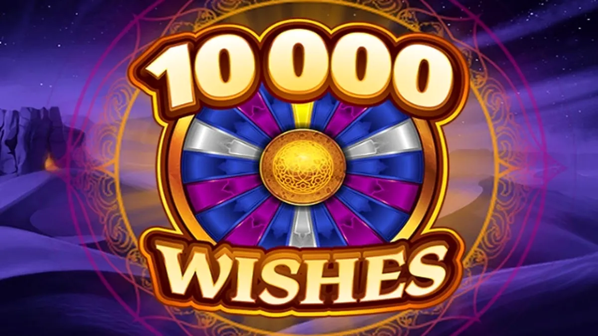 หน้าจอเกมสล็อต 10000 Wishes พร้อมสัญลักษณ์ธีมอาหรับ