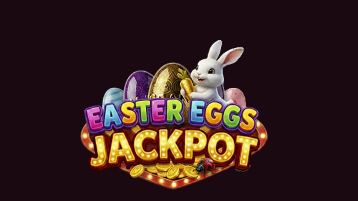 Easter Eggs Jackpot slot game screen showing colorful eggs and spring theme